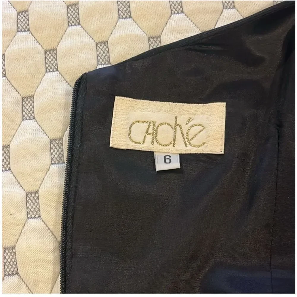 CACHE | black asymmetrical ruffle hem dress 6 - Picture 6 of 8